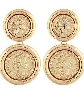 Linked Coin Dangle Earrings